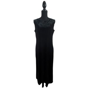 Dressing Clio VTG Maxi Dress PM Black Crushed Velvet Sleeveless Made USA Gown